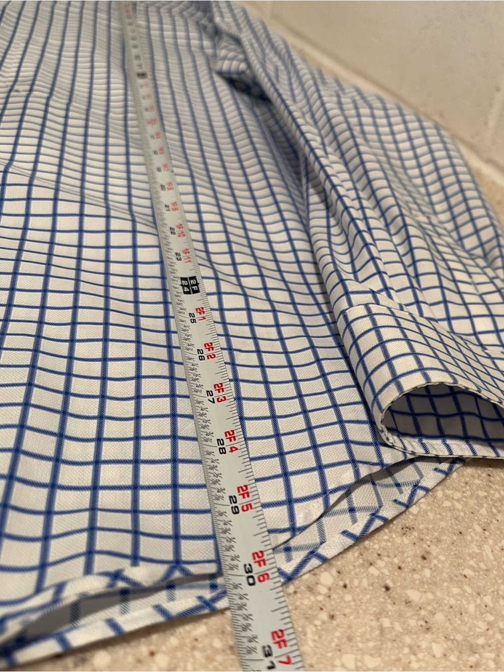 Joseph & Feiss Men's Non-Iron Dress Shirt - White & Navy Windowpane Check XL - Picture 13 of 14